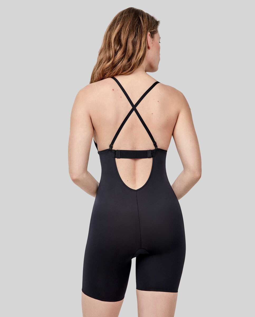 Body Calças com Decote Extremo Preto-5