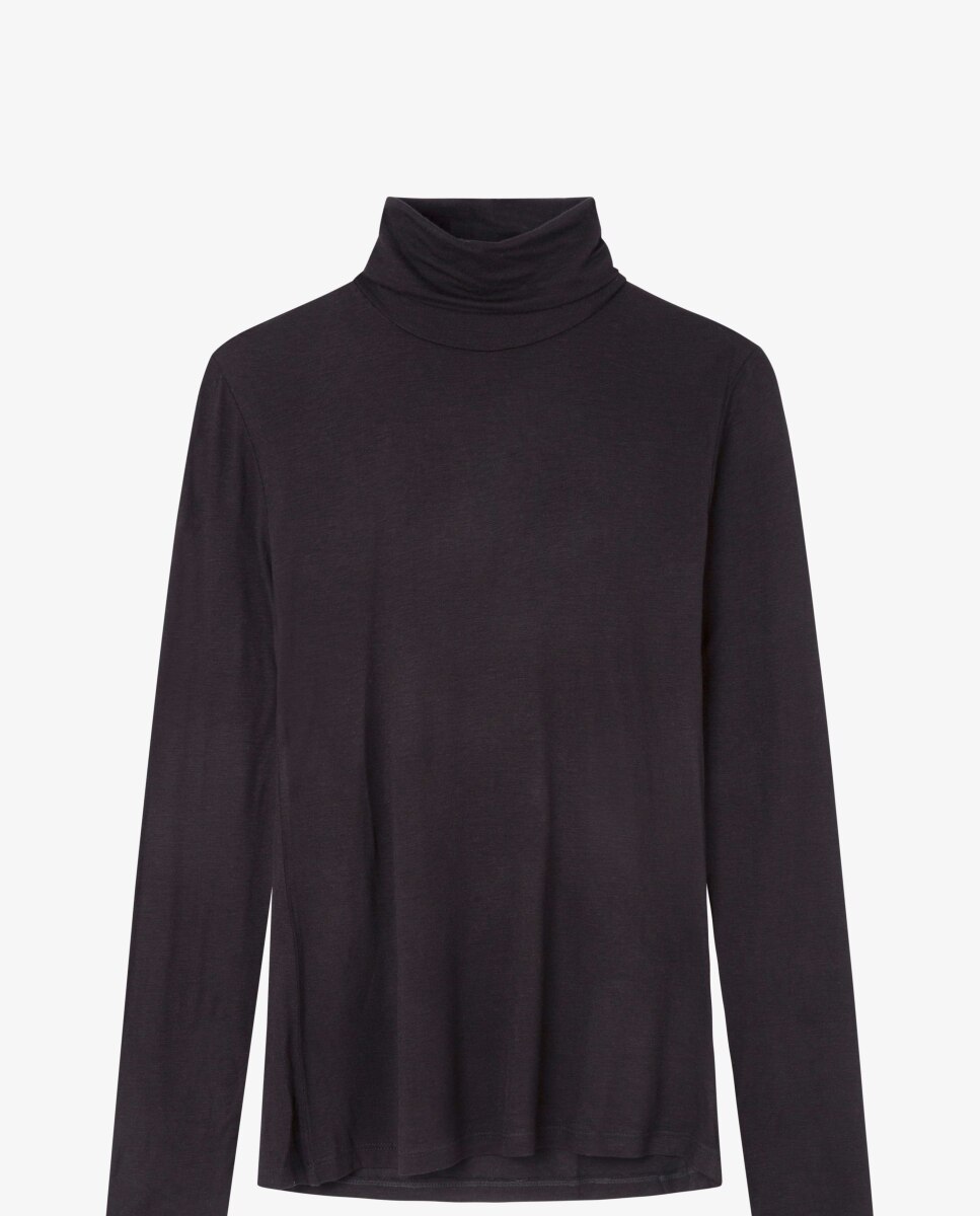 T-shirt Térmica com Gola Alta Preto-5