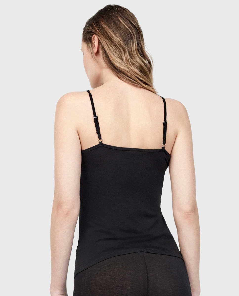 T-shirt Térmica de Alças com Renda Preto-4