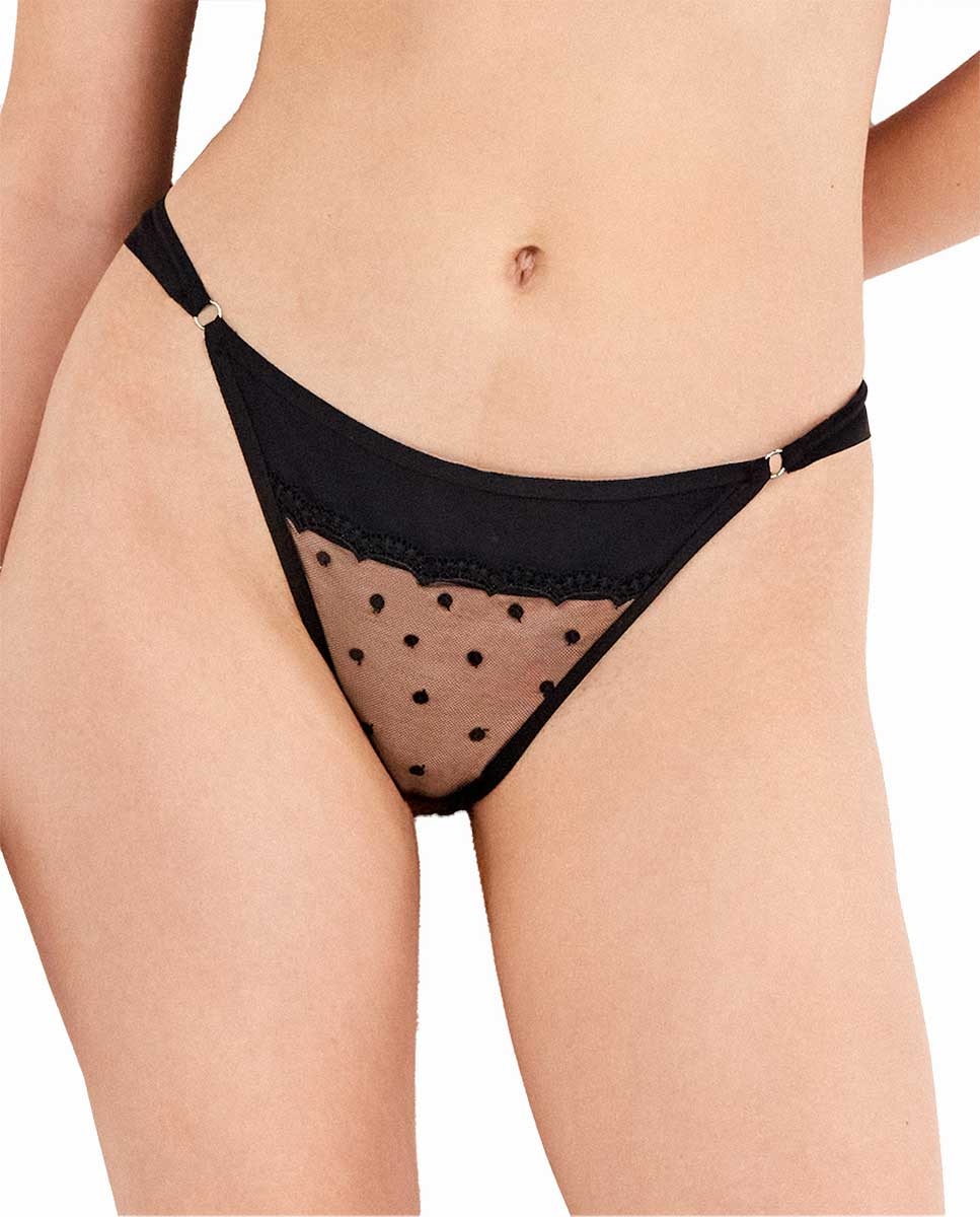Cueca Brasileira com Renda Bordada Preto-1