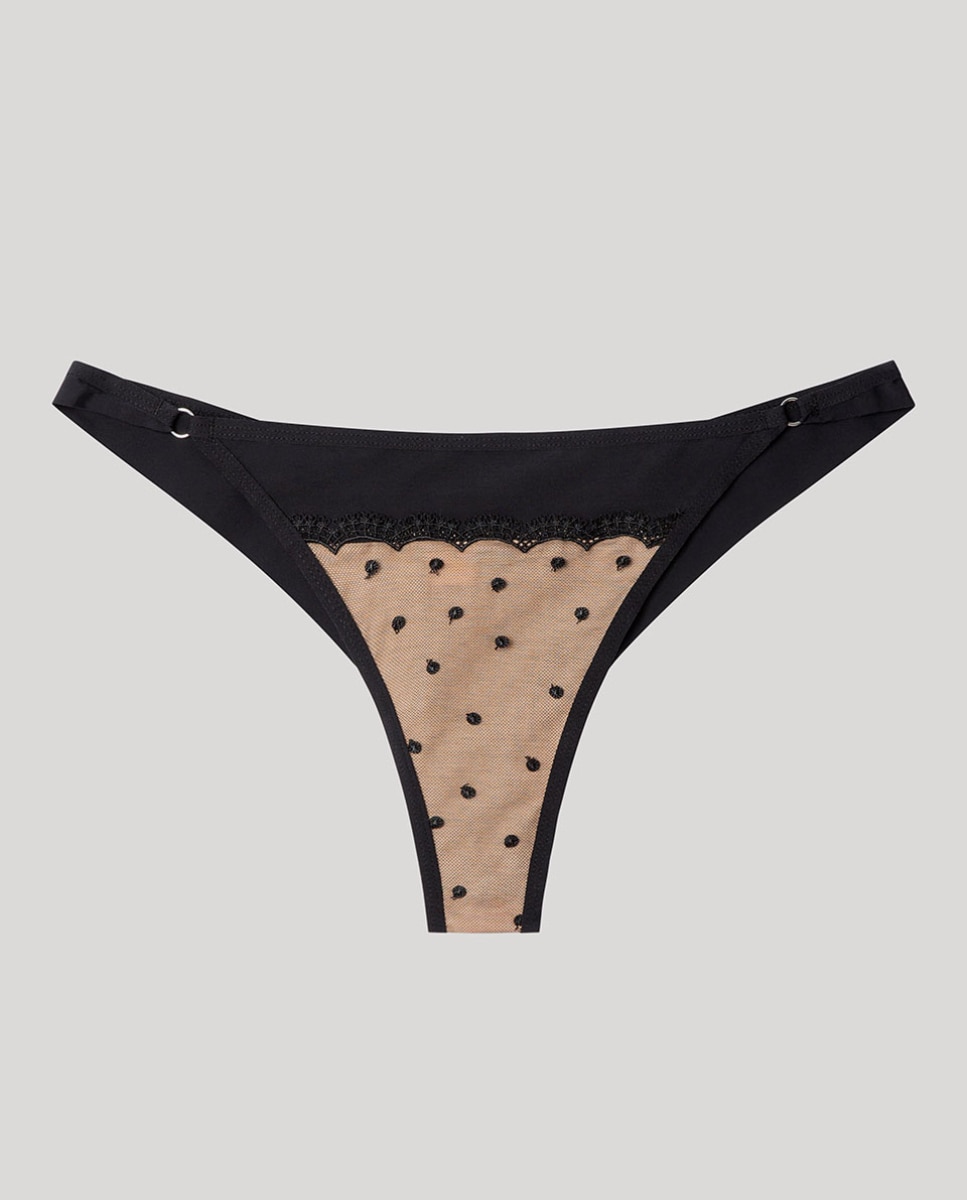Cueca Brasileira com Renda Bordada Preto-5
