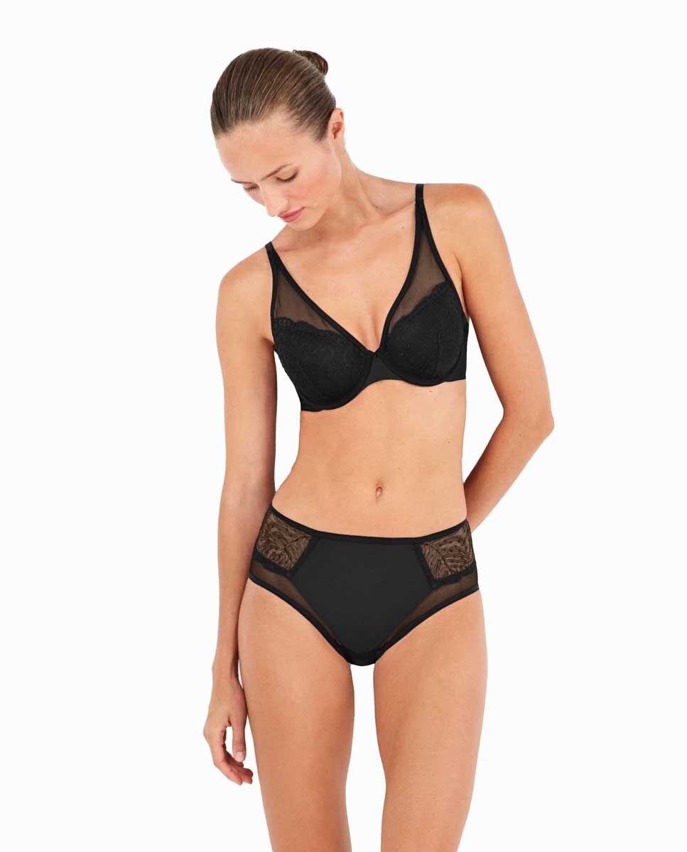 Soutien Bralette Capacidade com Renda Bordada Preto-2