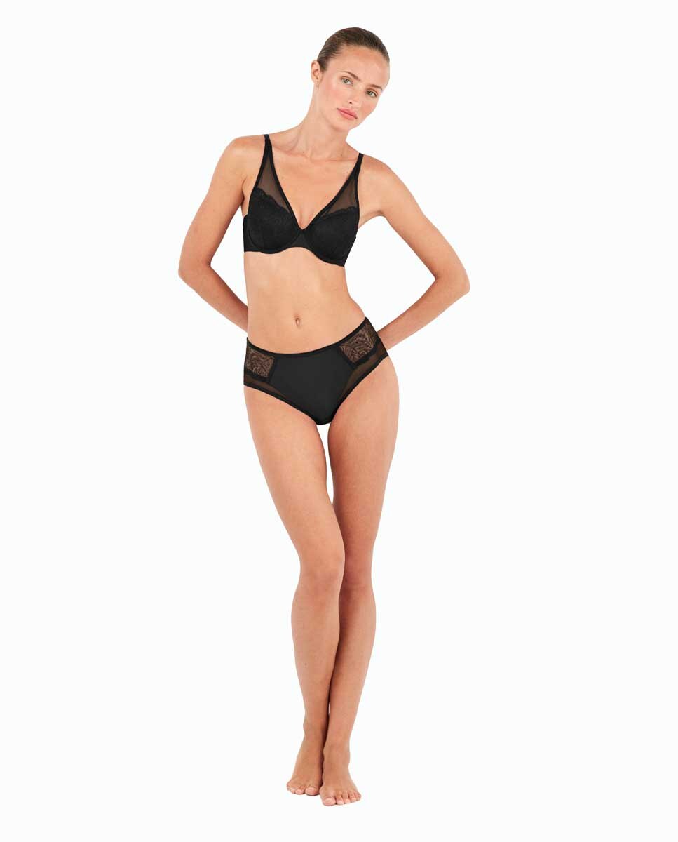 Soutien Bralette Capacidade com Renda Bordada Preto-4