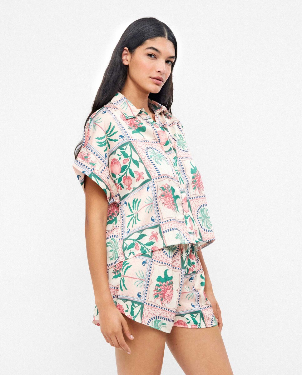 Camisa de Pijama de Manga Japonesa Multicolor-2