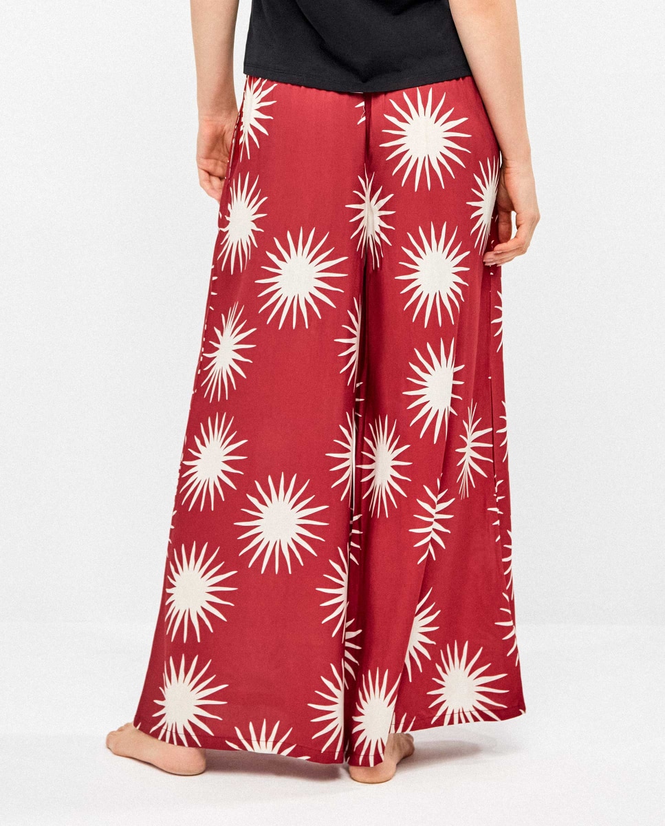 Calças de Pijama com Perna Larga Estampado Soles In And Out Vermelho / Branco-3