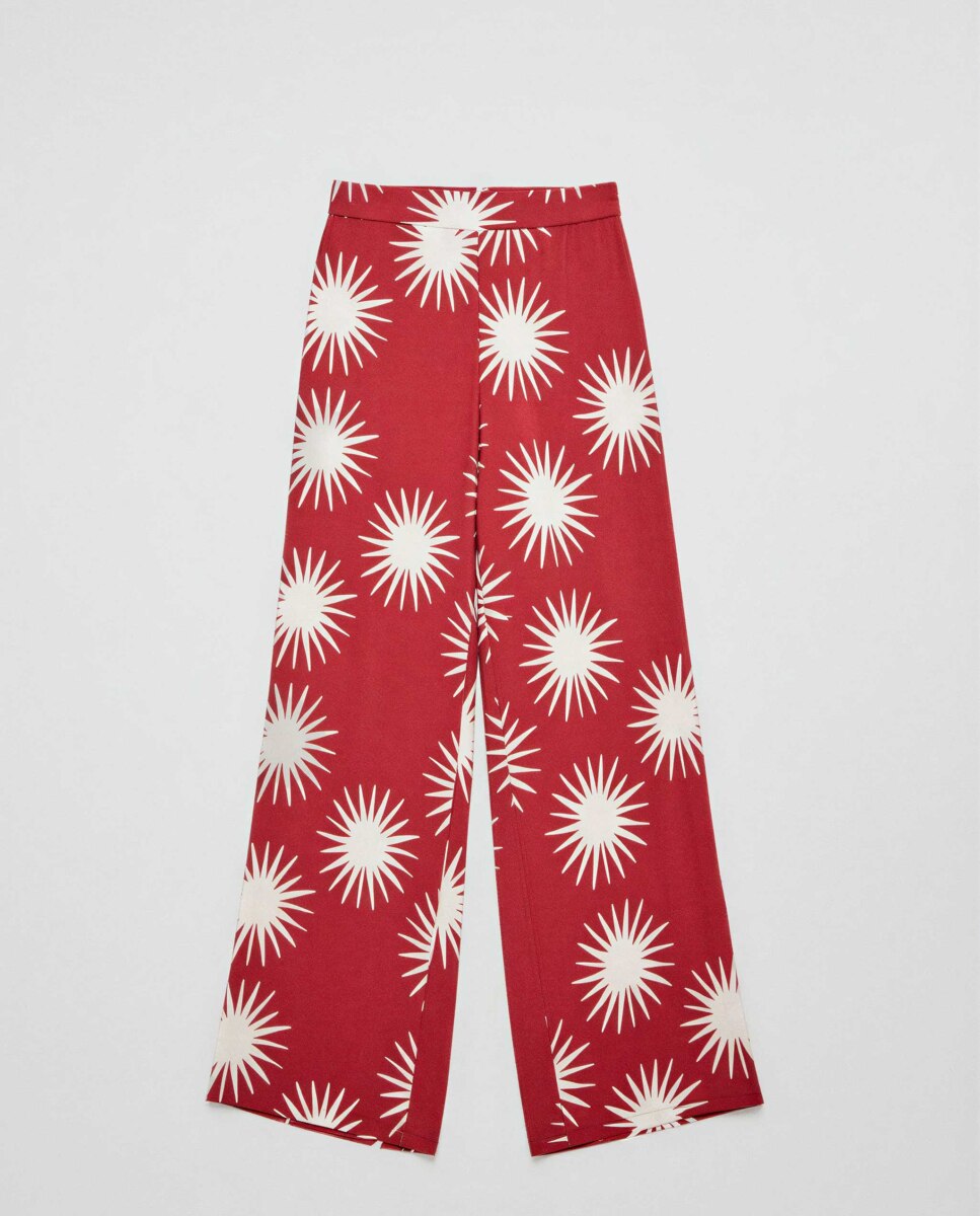 Calças de Pijama com Perna Larga Estampado Soles In And Out Vermelho / Branco-5