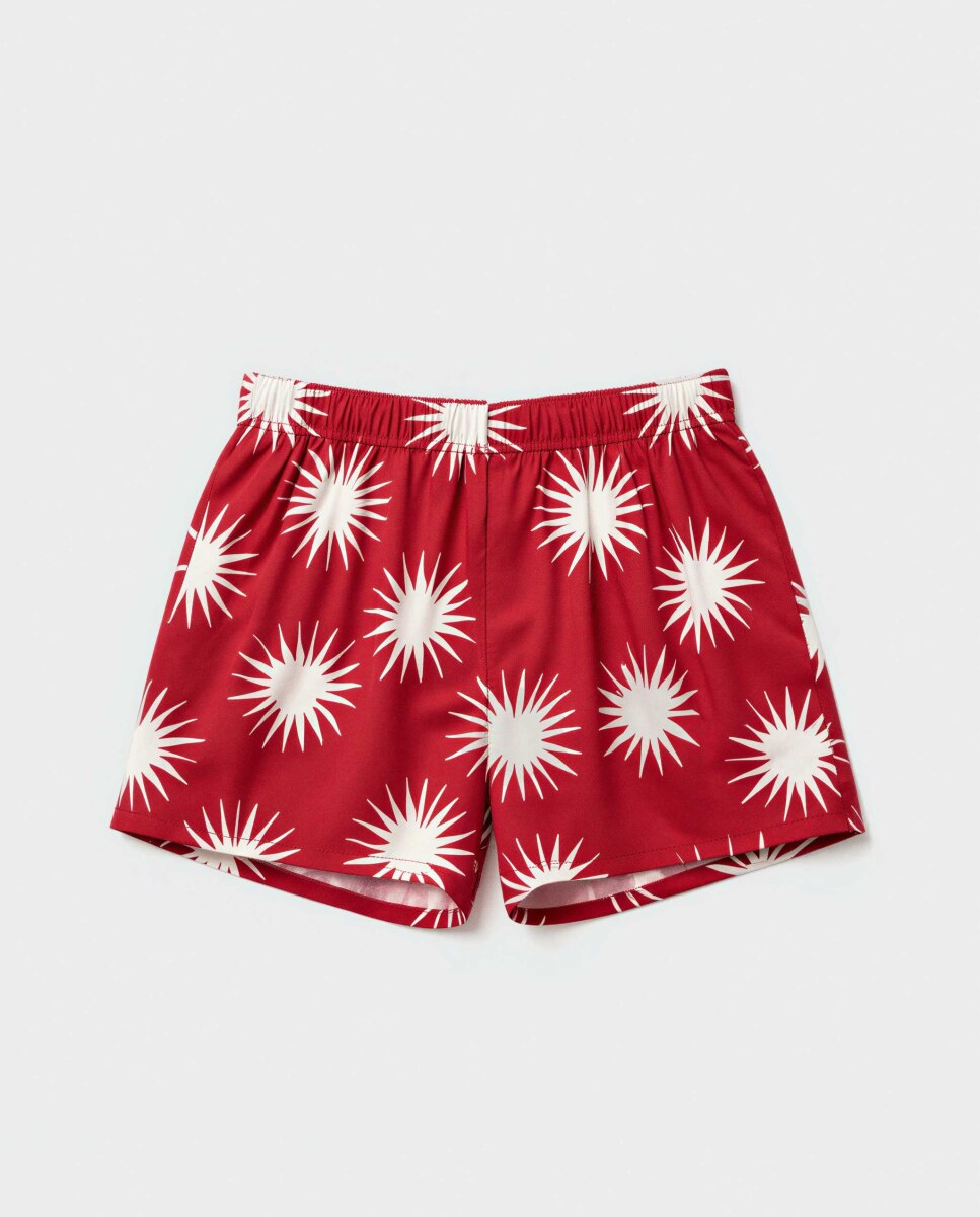 Calças Curtas de Pijama Estampadas In And Out Vermelho / Branco-5