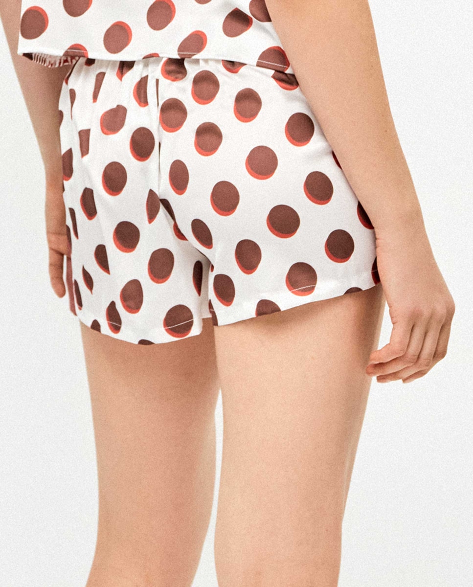 Calças de Pijama em Tecido Acetinado com Estampado Monograma Multicolor-3