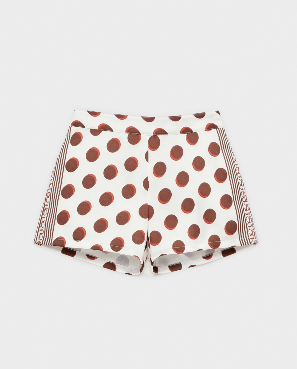 Calças de Pijama em Tecido Acetinado com Estampado Monograma Multicolor-5