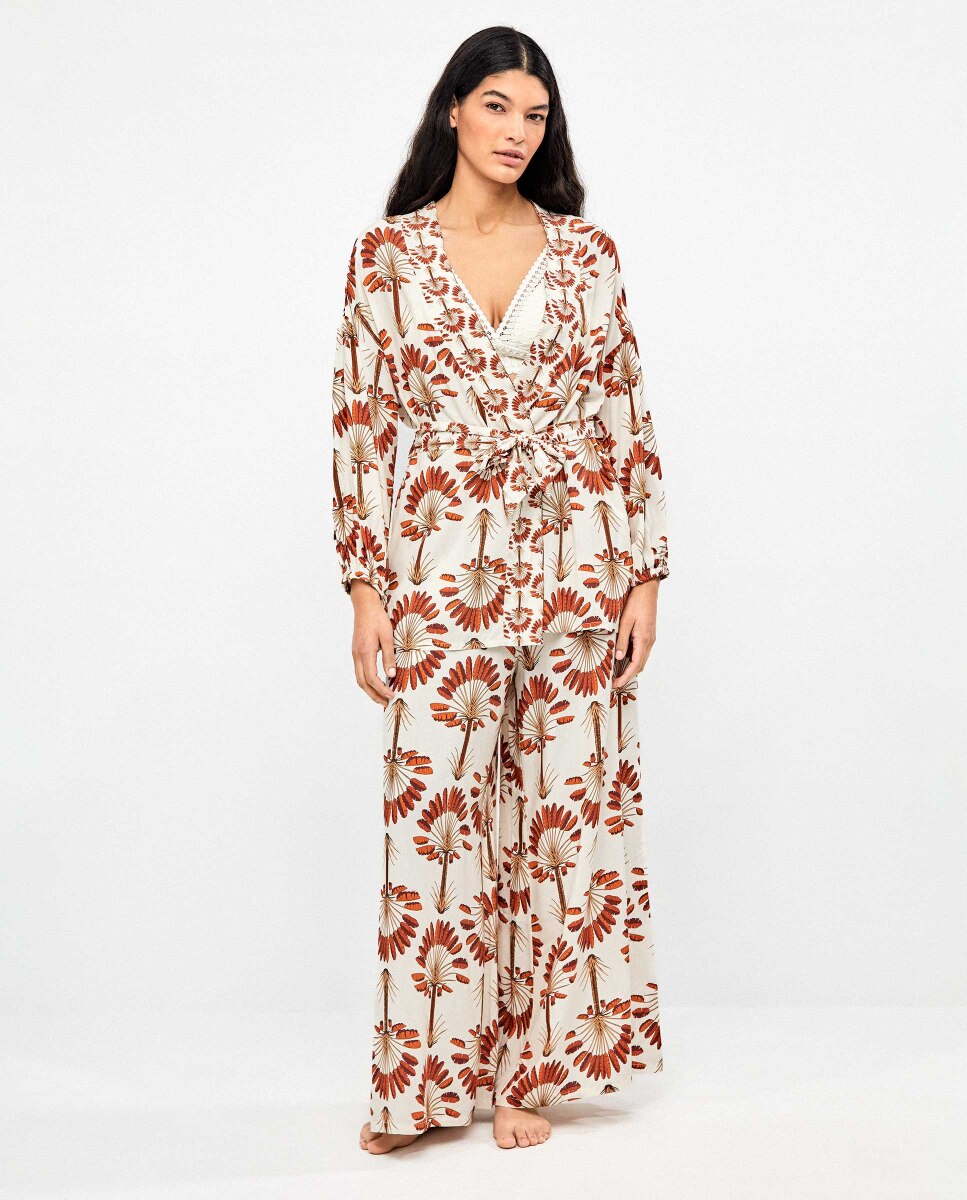 Robe com Estampado de Palmeiras Multicolor-4