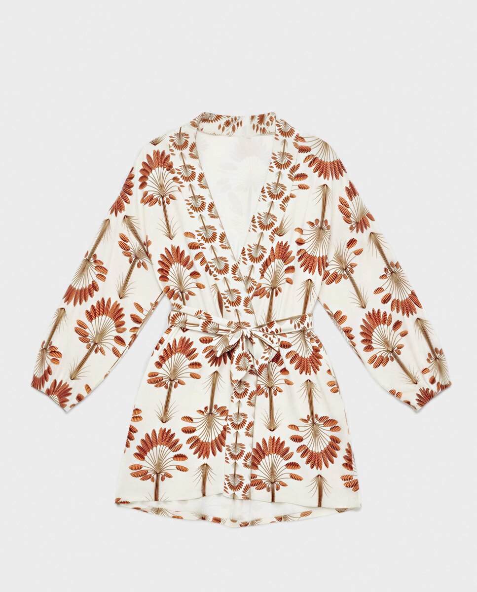 Robe com Estampado de Palmeiras Multicolor-5