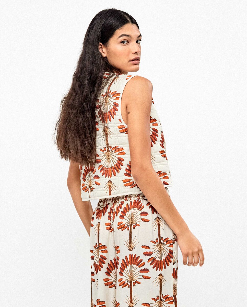 Robe Acolchoado Estampado com Palmeiras Multicolor-3