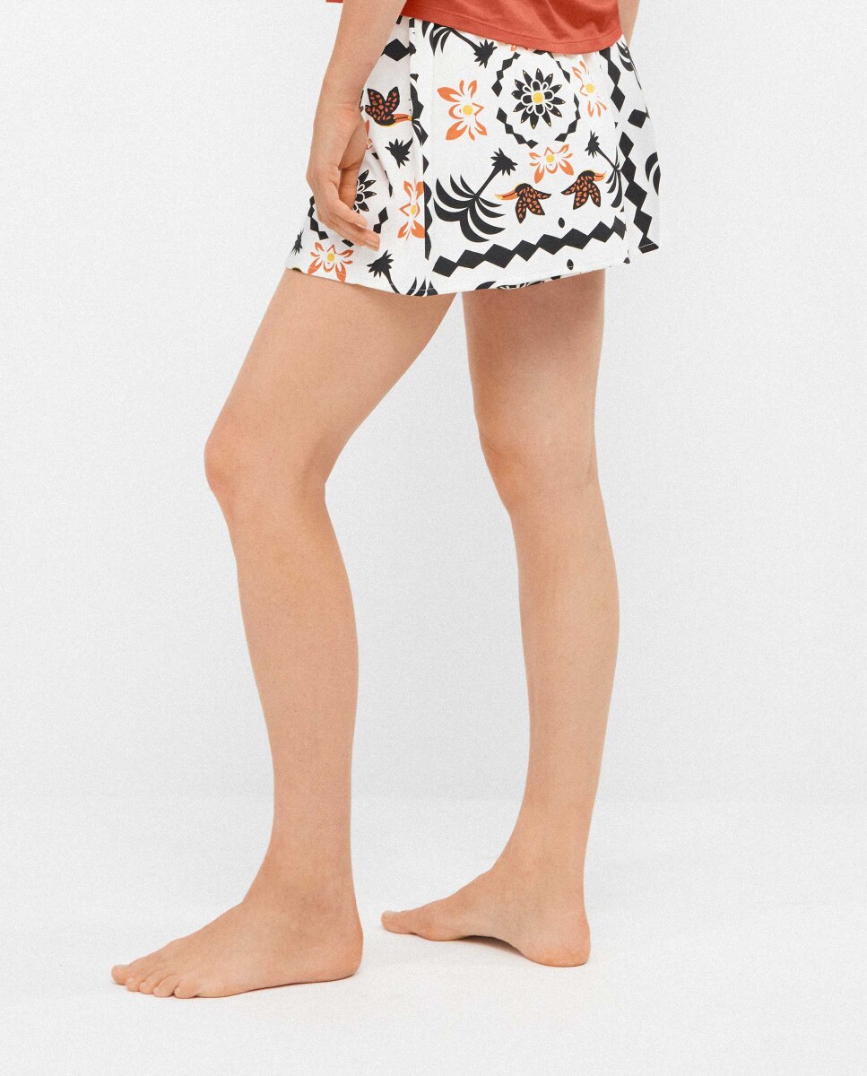 Calças Curtas de Pijama em Tecido Estampado Multicolor-2