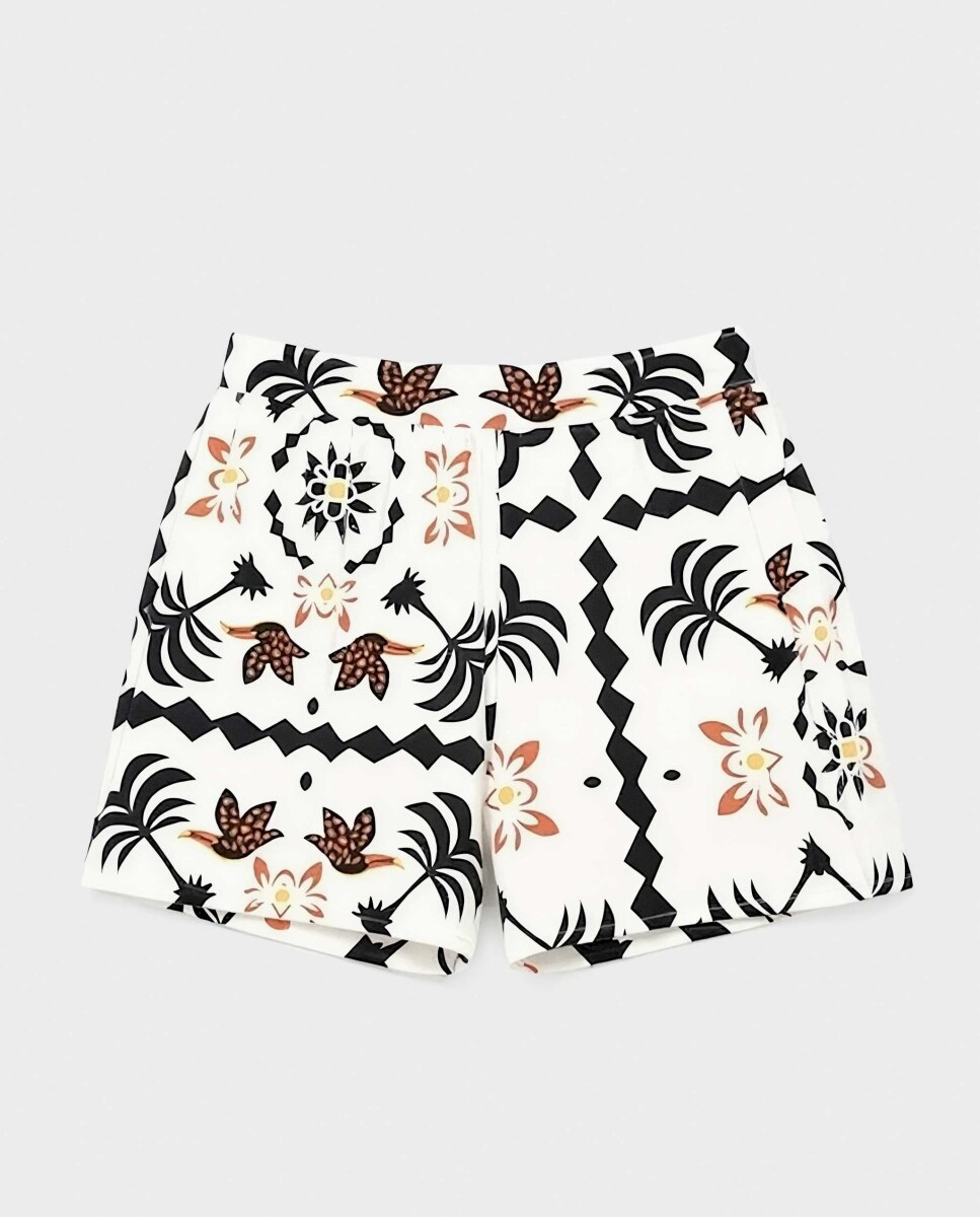 Calças Curtas de Pijama em Tecido Estampado Multicolor-5