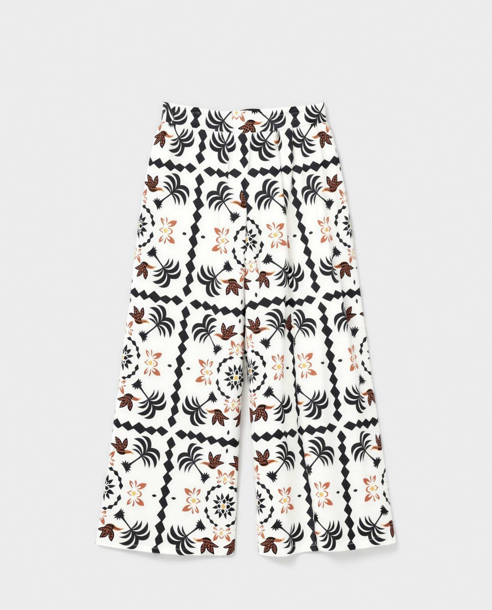 Calças Compridas de Pijama em Tecido Estampado Multicolor-5