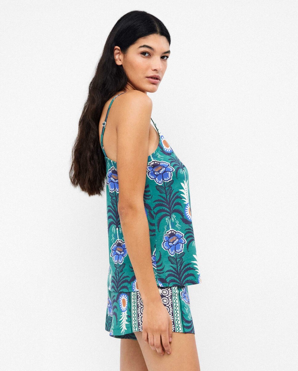 Calças Curtas de Pijama em Tecido Estampado Multicolor-2