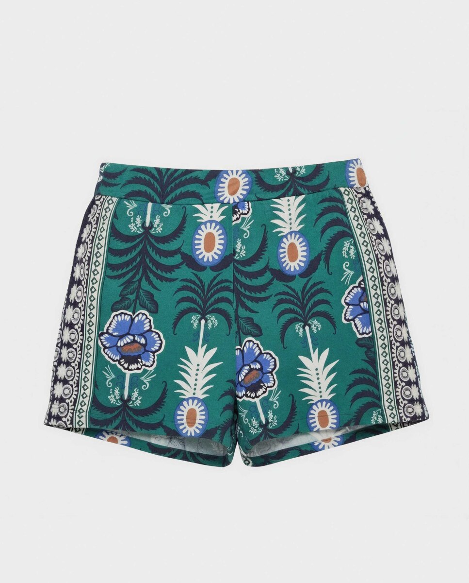 Calças Curtas de Pijama em Tecido Estampado Multicolor-5