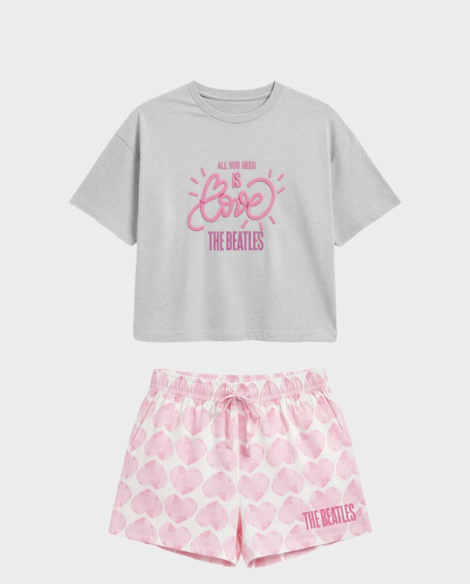 Pijama Curto The Beatles Cinzento-5