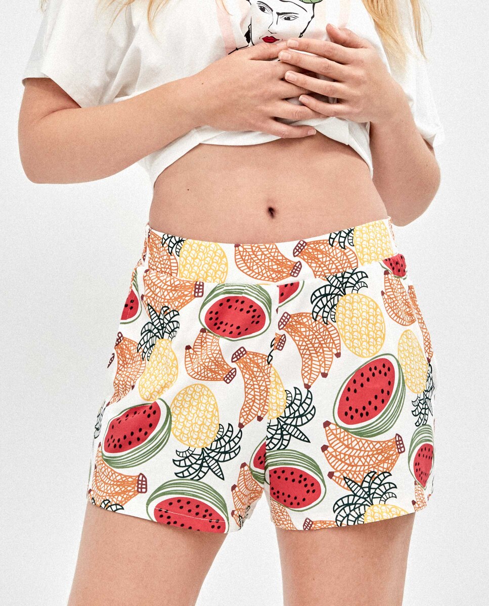 Pijama Curto Coleção Frida Branco-4