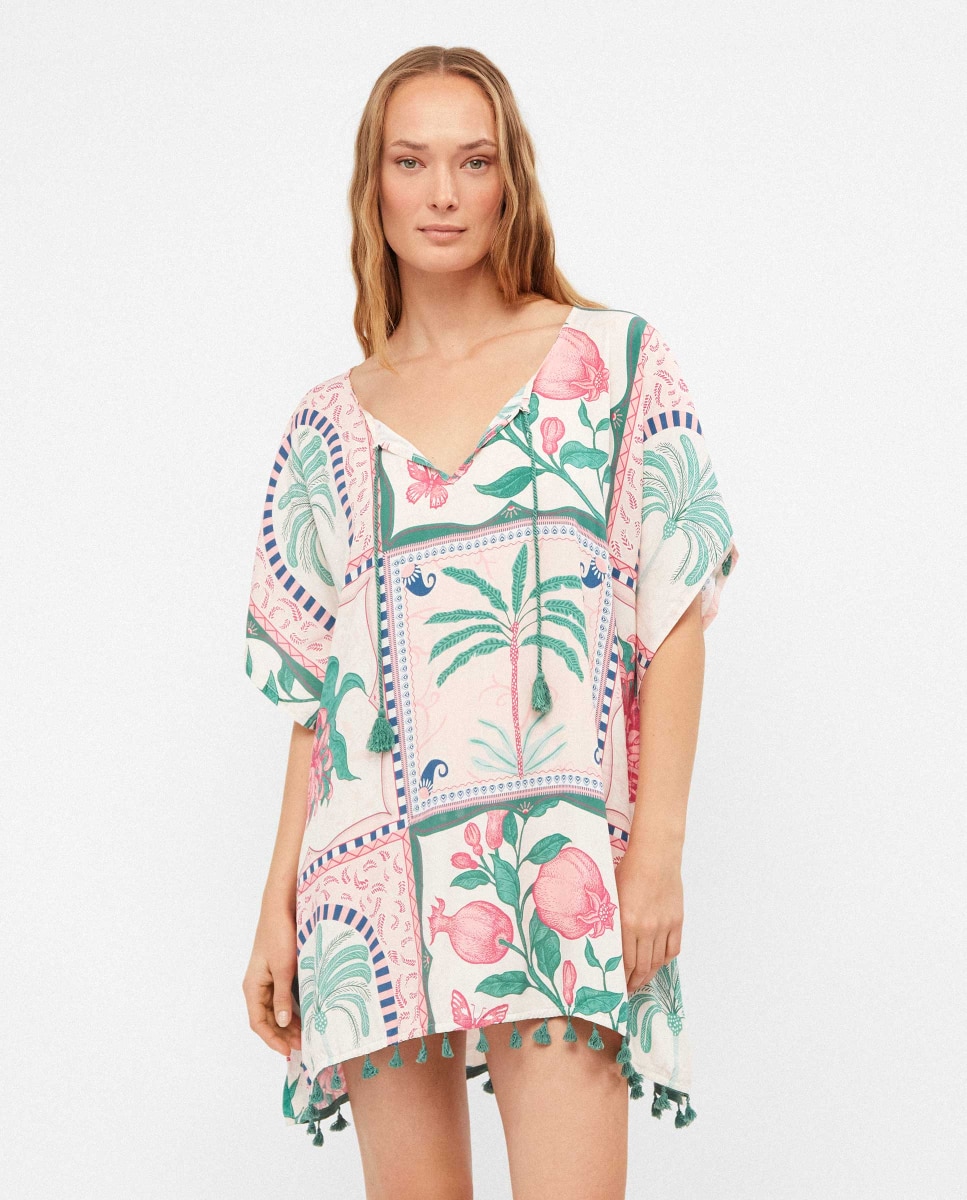 Kaftan em Tecido Estampado Multicolor-2