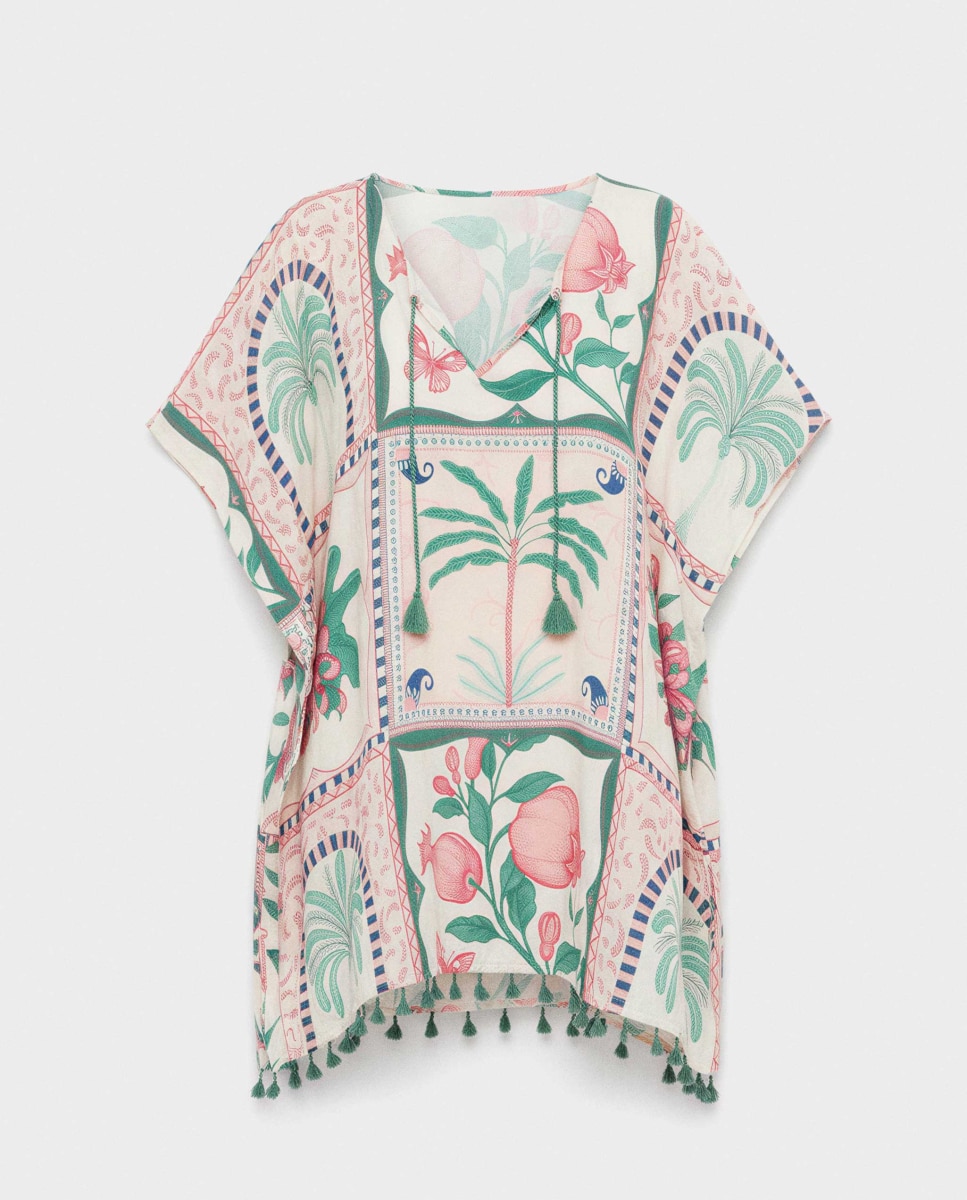 Kaftan em Tecido Estampado Multicolor-5