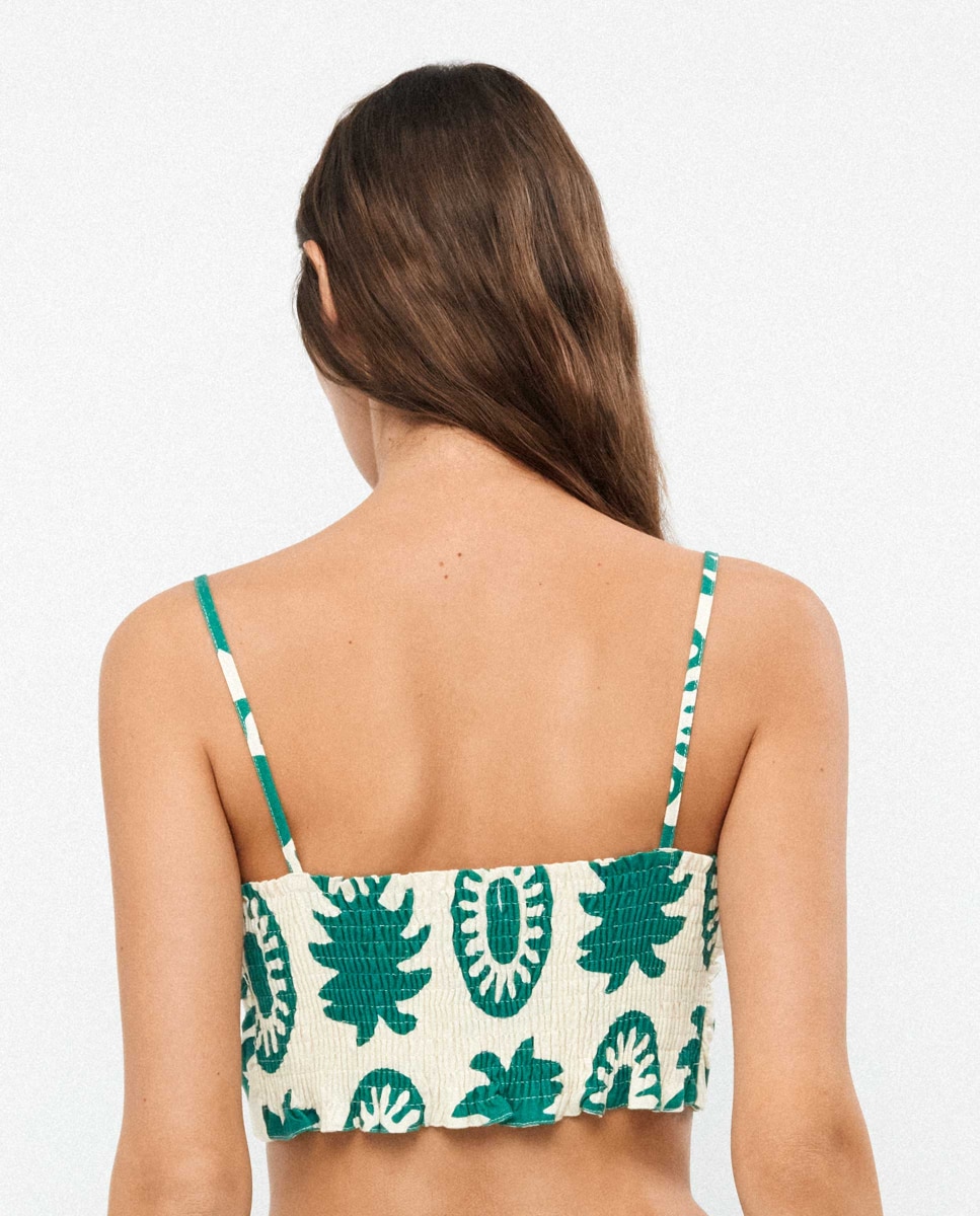 Top Curto em Tecido Estampado Verde-3