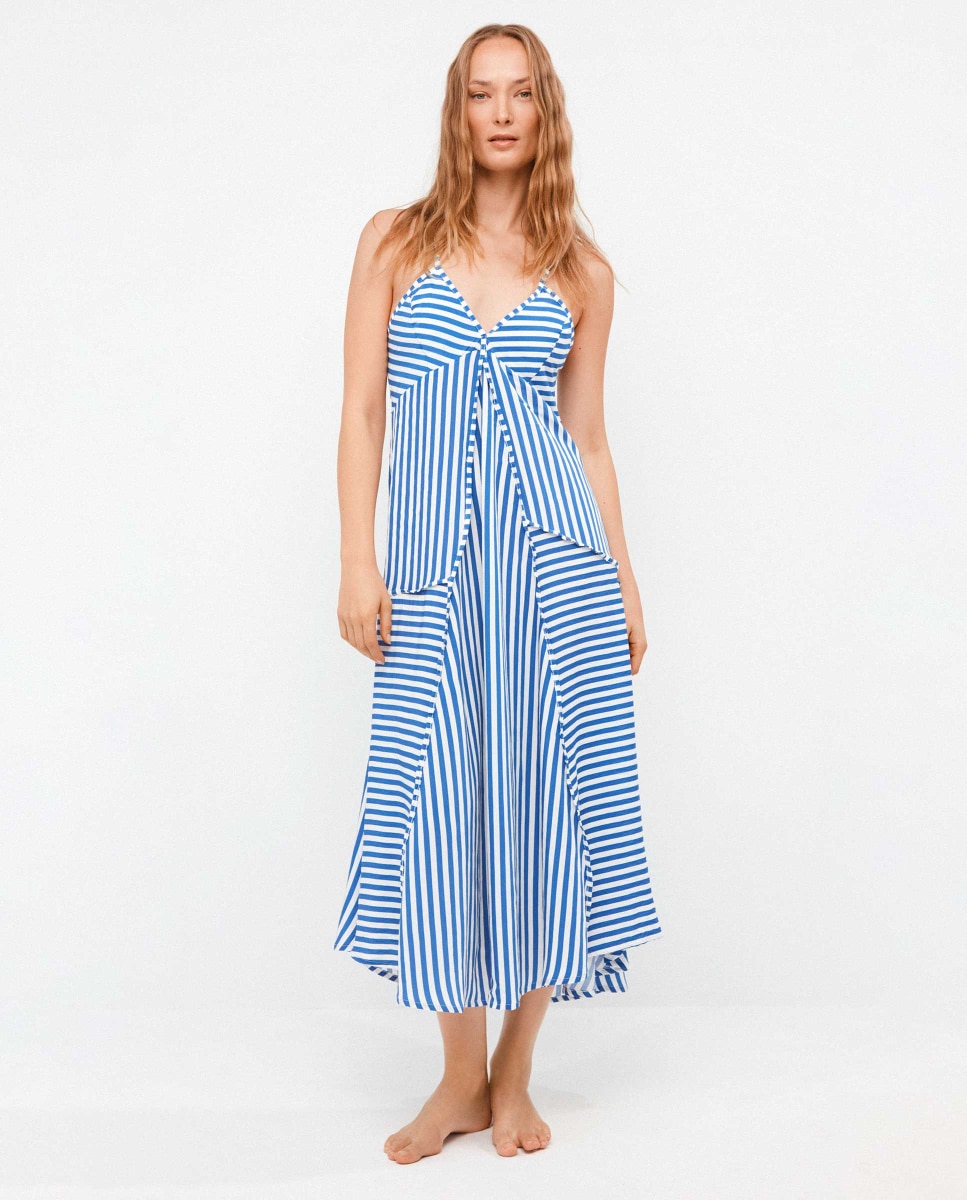 Imagem 0 de Vestido de Praia Comprido Às Riscas