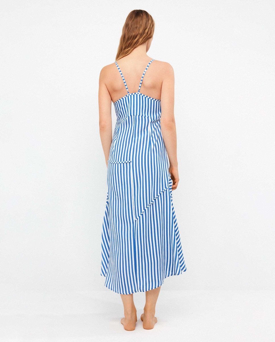 Vestido de Praia Comprido Às Riscas Azul-3
