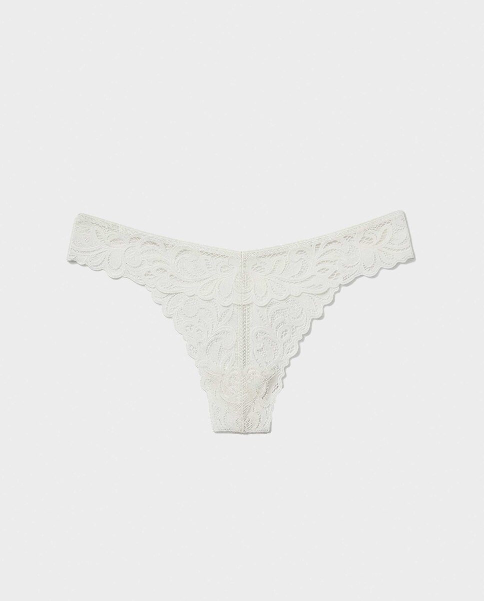 Cueca Brasileira em Tecido de Renda Cru-5