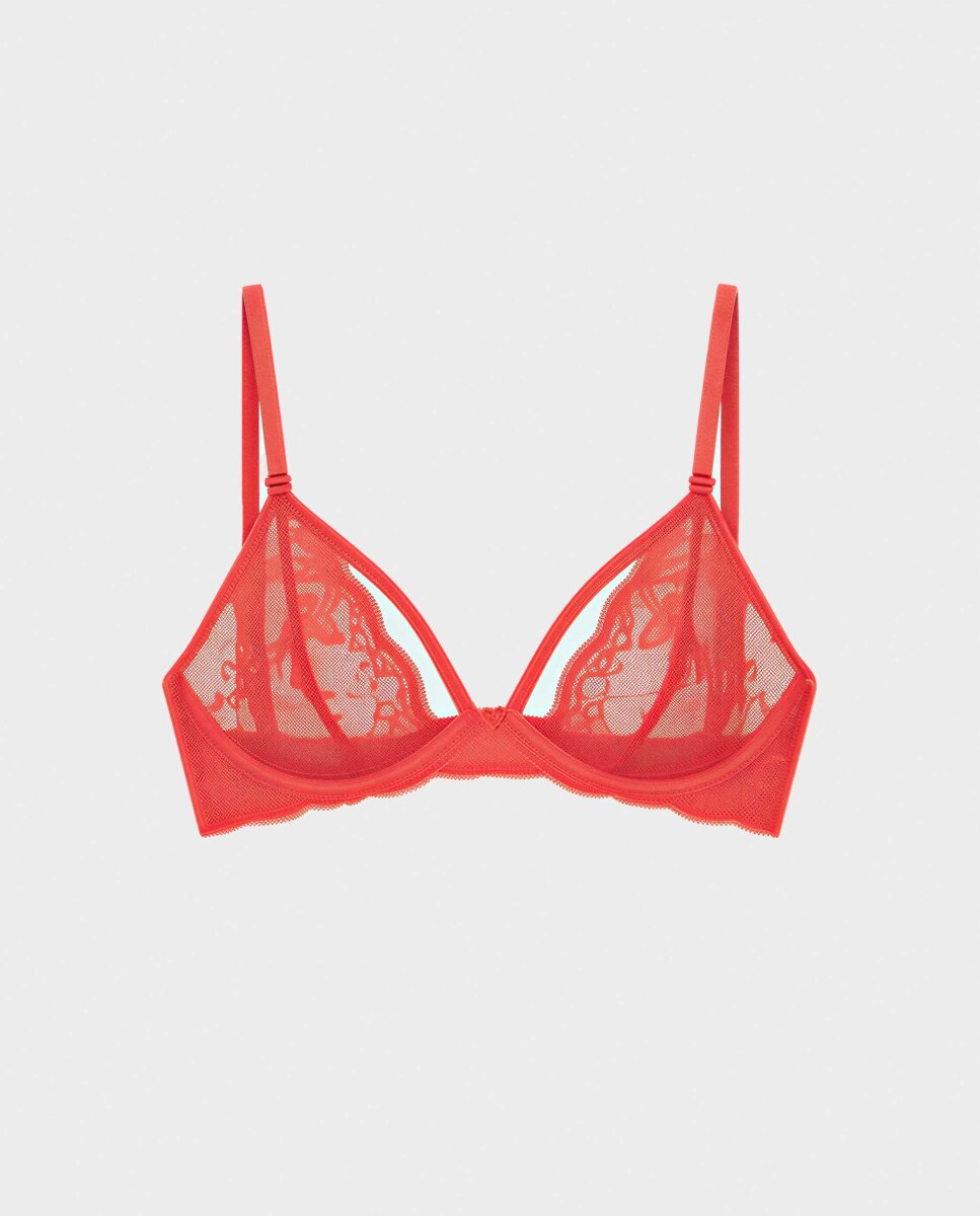 Soutien com Aro em Tecido Renda com Aro Vermelho-telha-5
