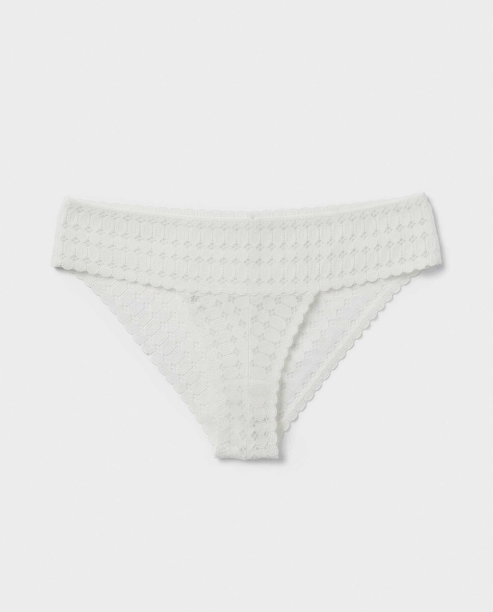 Cueca Brasileira de Renda Geométrica Cru-5