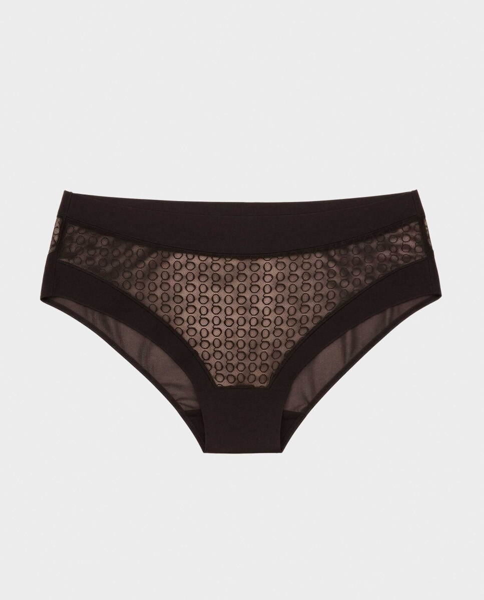 Cueca Alta em Tecido Jacquard Monogram Preto-5