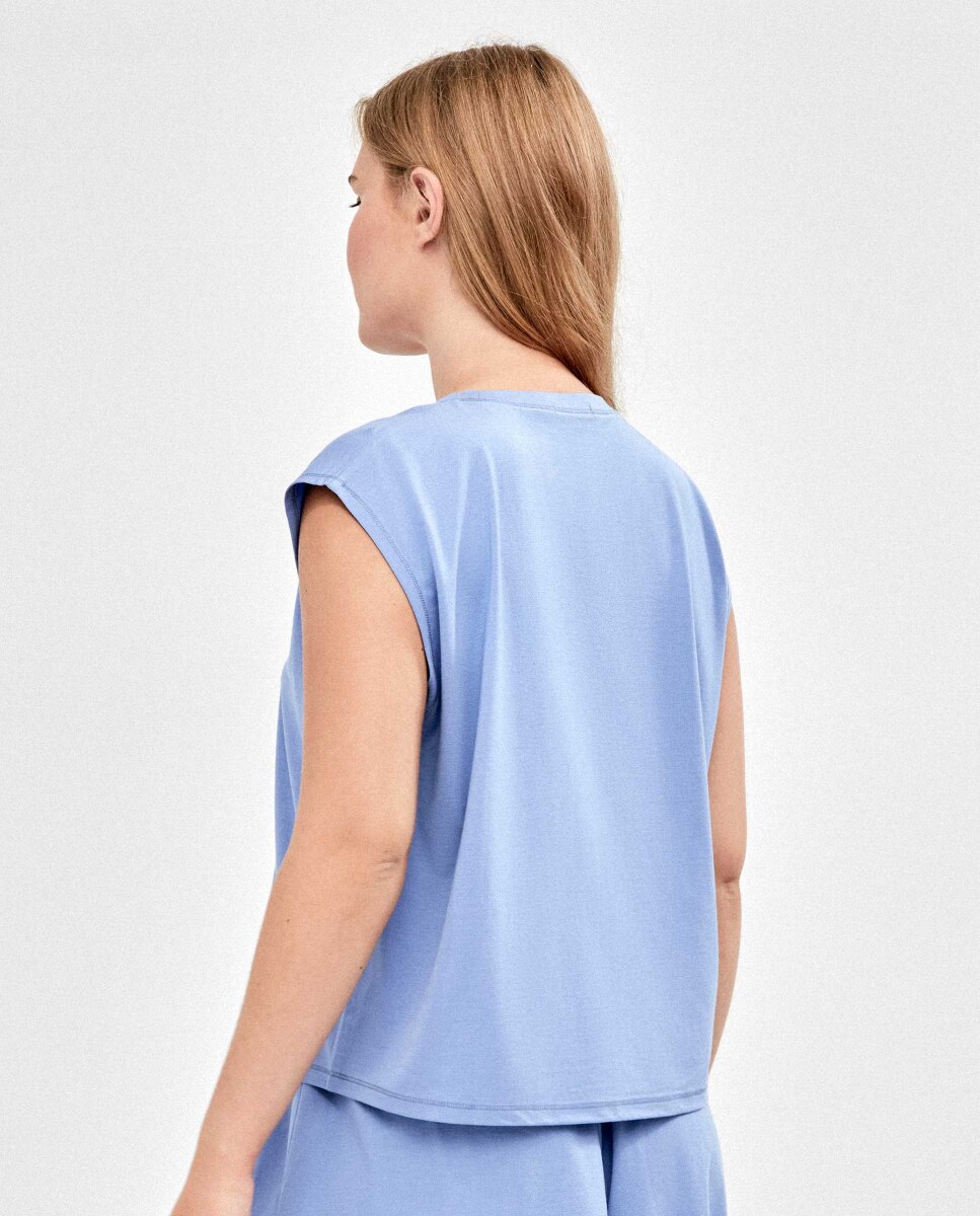 T-shirt Desportiva Oversize Azul-claro-3