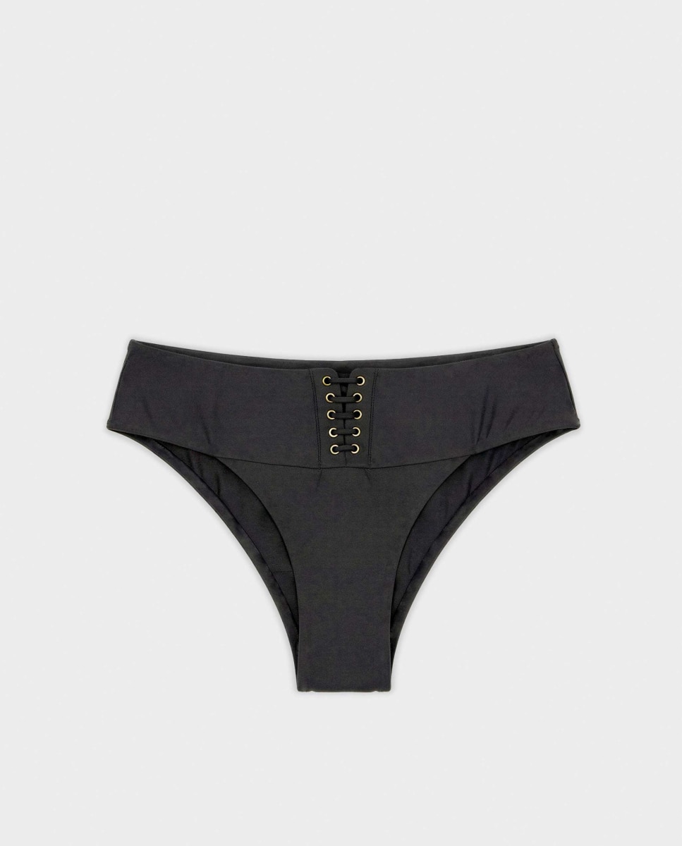 Cueca Biquíni com Cintura Larga em Tecido High Tech Preto-5