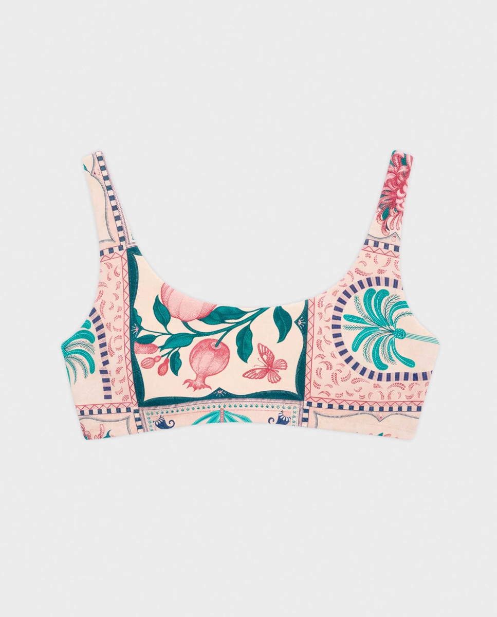 Top Biquíni sem Aro e Foam Amovível em Tecido Estampado Multicolor-5