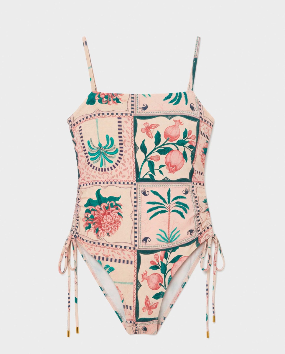 Fato de Banho com Decote Bandeau sem Aro e com Foam Amovível Multicolor-5