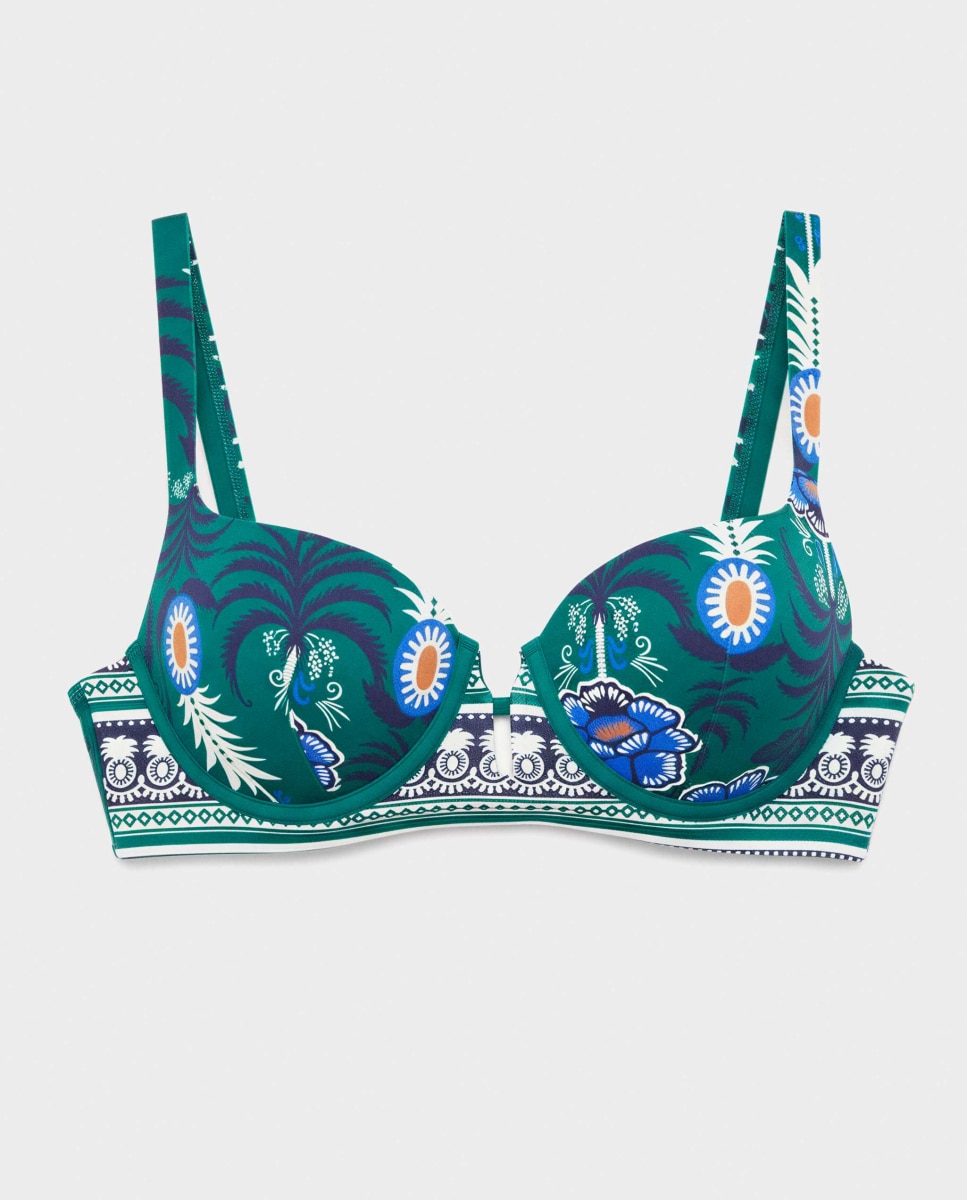 Top Biquíni Capacidade com Aro e Decote em V Multicolor-5