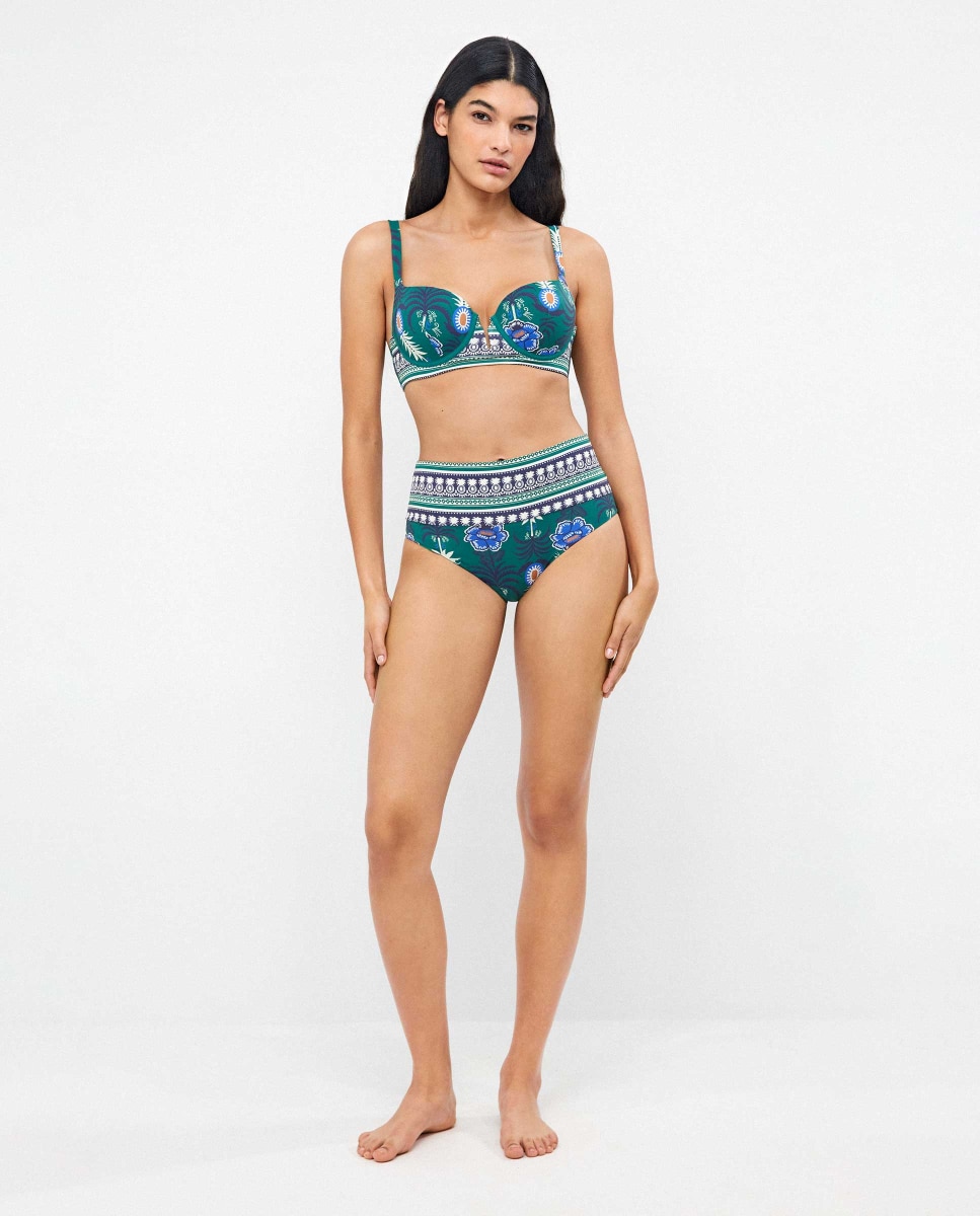 Cueca Biquíni Multiposições em Tecido Estampado Multicolor-4