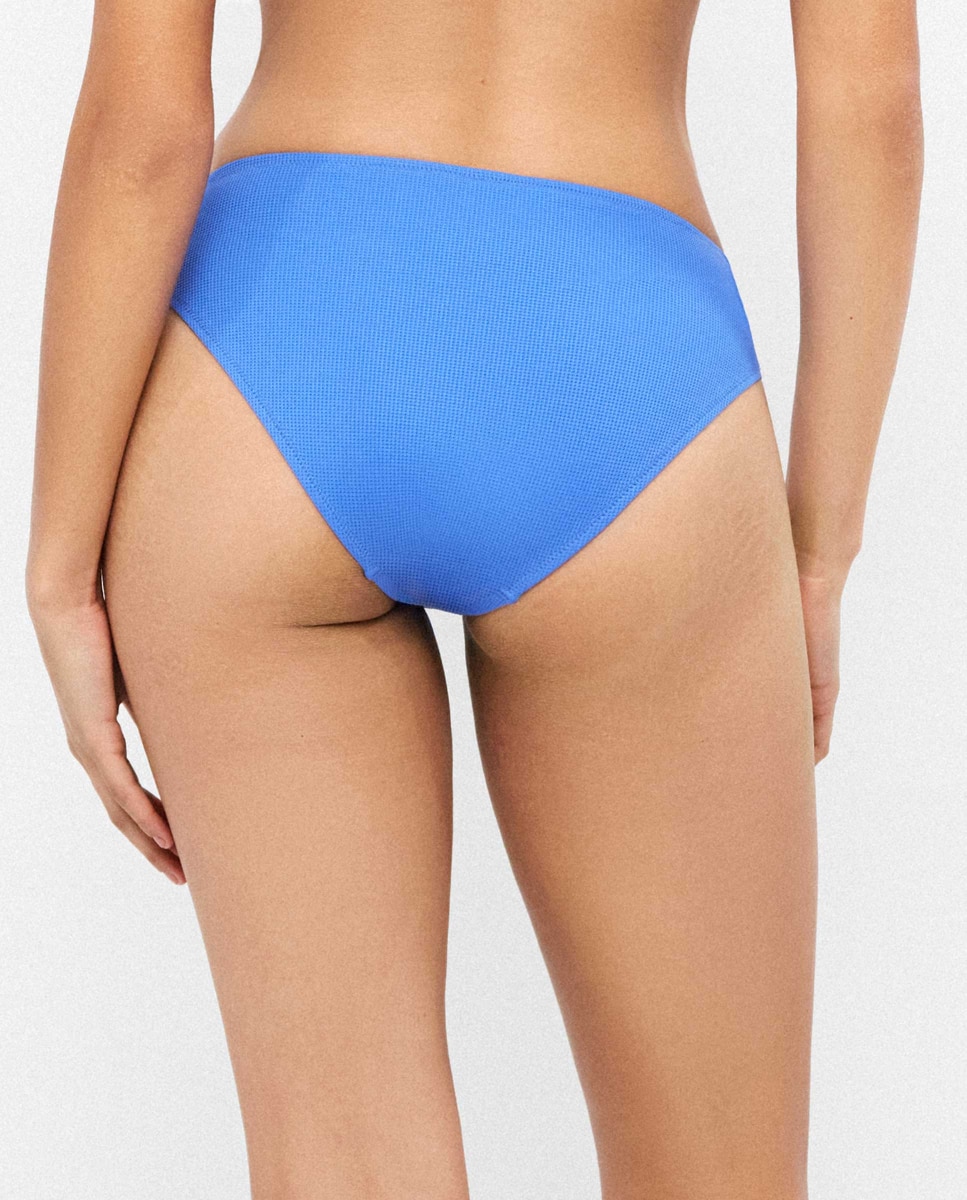 Cueca de Biquíni em Tecido de Quadrille Azul-3