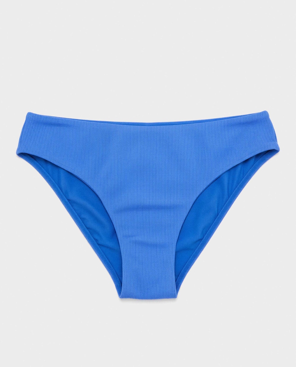 Cueca de Biquíni em Tecido de Quadrille Azul-5