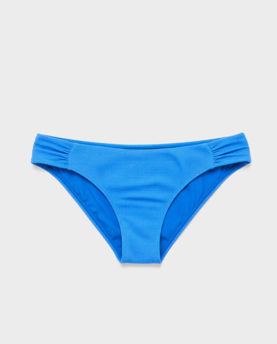 Cueca Biquíni com Franzido nos Laterais Azul-5