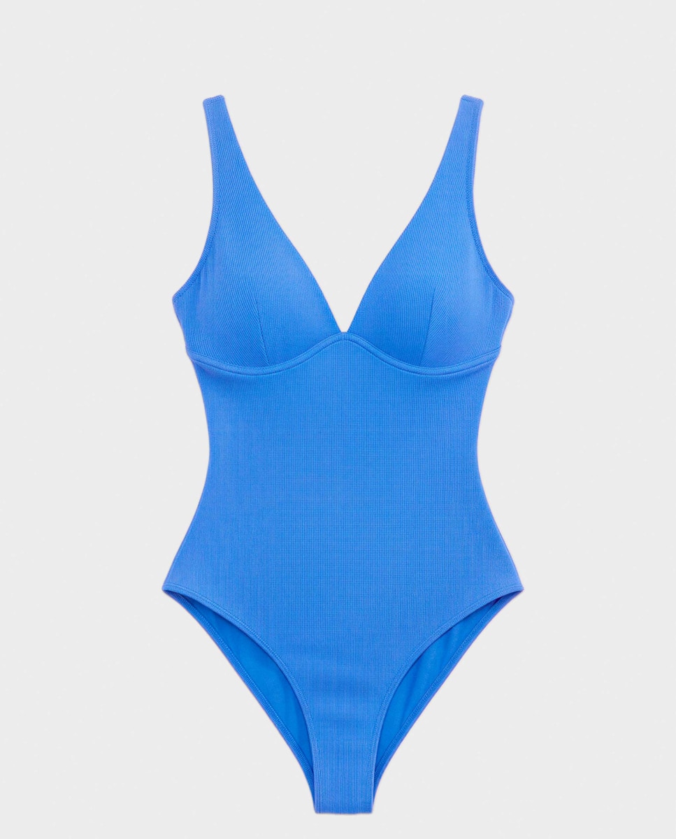 Fato de Banho Efeito Control com Aro e sem Foam Azul-5
