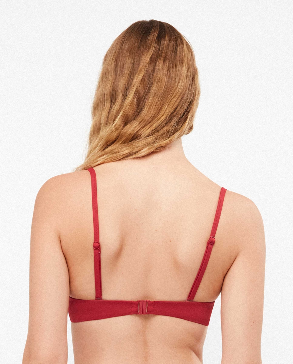 Top Biquíni Balconette com Aro, Foam e Renda no Decote Vermelho-3