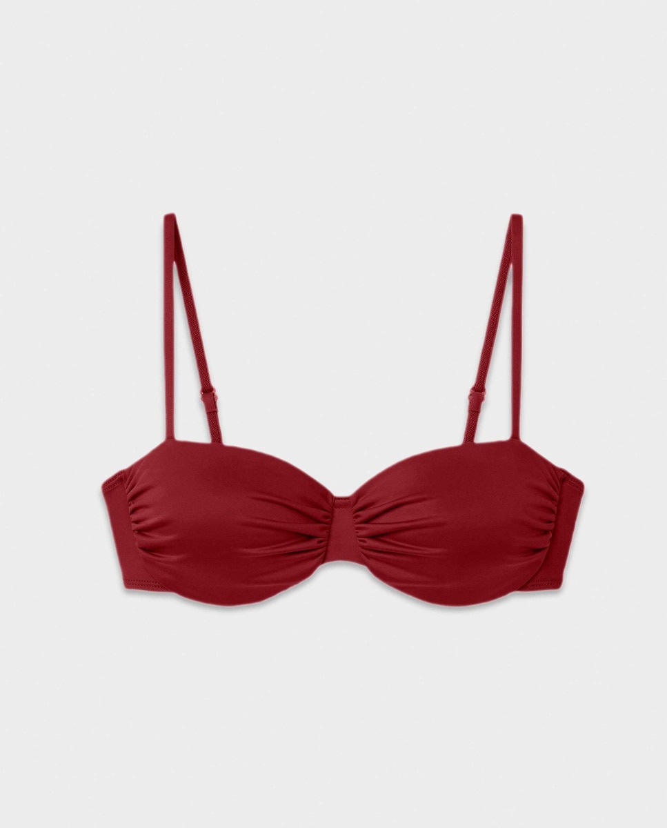 Top Biquíni Bandeau com Copas Amovíveis e Aro Bordeaux-5