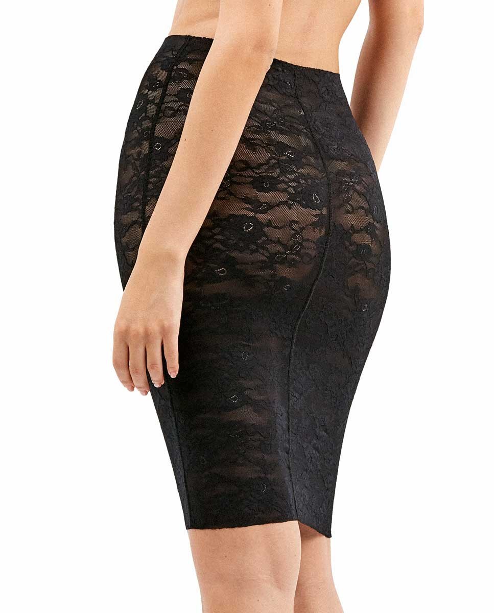 Saia Moldeadora de Renda Floral Preto-3