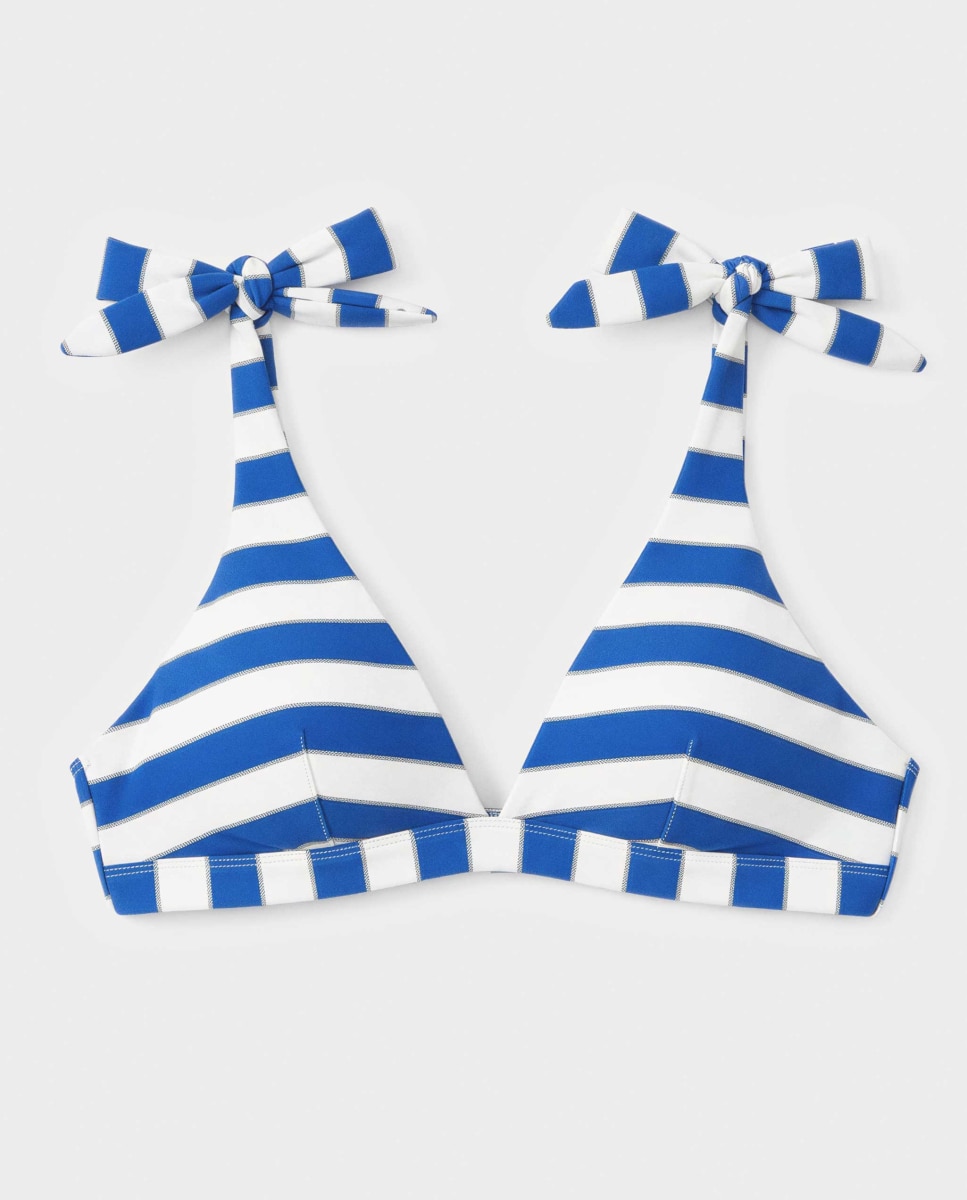 Top Biquíni Triangular sem Aro e com Foam Amovível Azul-5