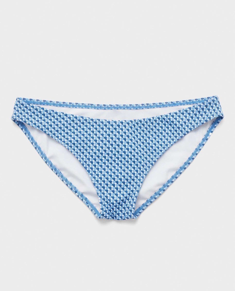 Cueca Biquíni em Tecido Estampado Piqué Azul-5