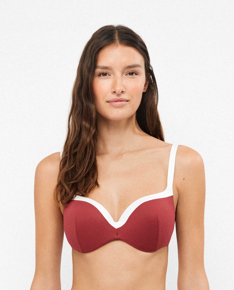 Imagem 0 de Top Biquíni Bicolor com Copas e Aros Integrados