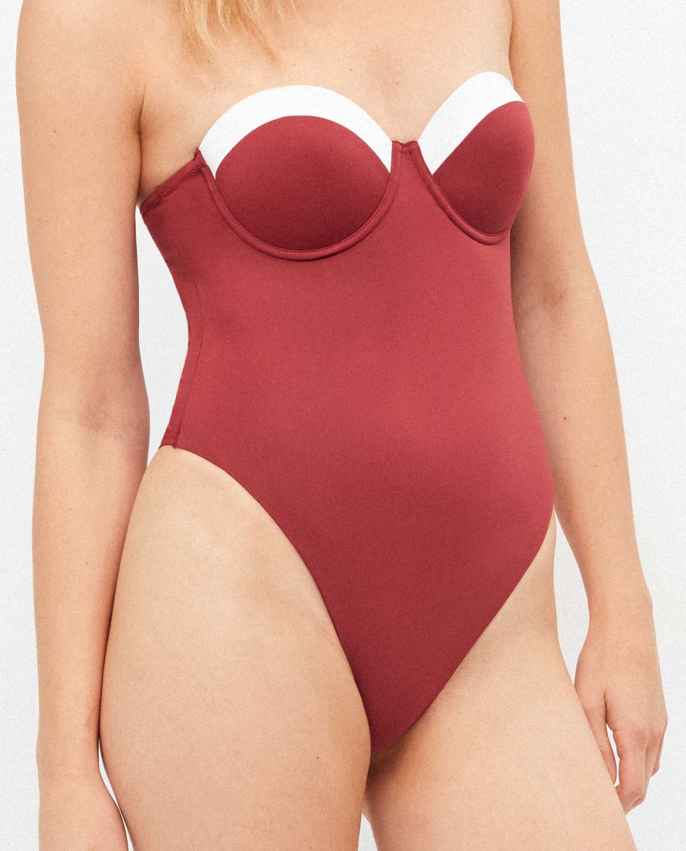 Fato de Banho Bandeau com Aro e Foam Bordeaux-2