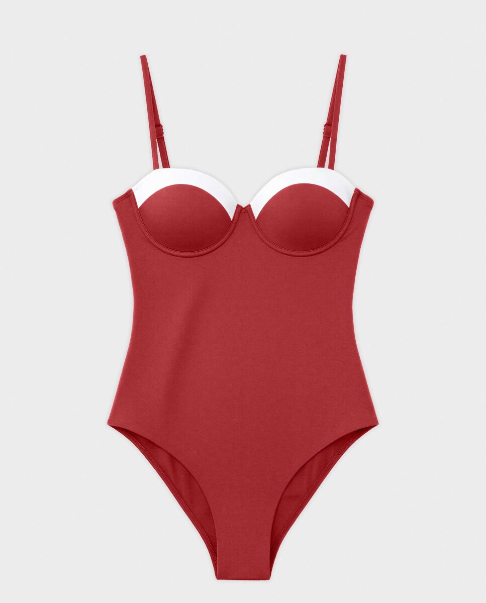 Fato de Banho Bandeau com Aro e Foam Bordeaux-5
